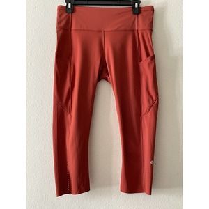 Lululemon Teens Women's Leggings 10 Orange Fast Free Multi Pockets Cropped Capri
